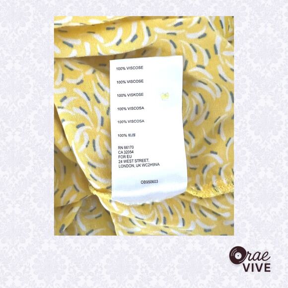 Maeve Anthro 10 Yellow Floral Blouse Tie Sleeve Button Down Top - Picture 6 of 6